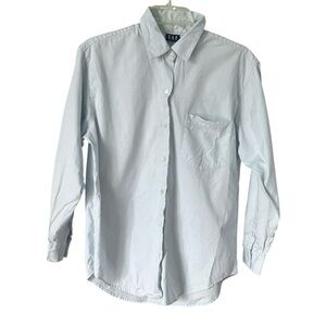 Vintage GAP Women's Button Down Shirt Sz XS Blue 100% Cotton Fall 80s 90s
